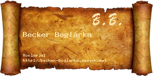 Becker Boglárka névjegykártya